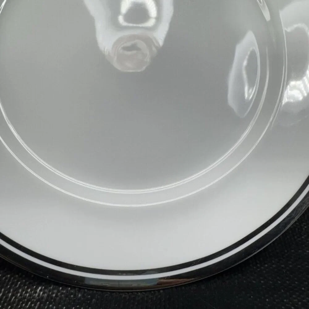 2005‎ Royal Doulton Pure Platinum Double Silver Band Plate Dish 10.5inch Set 3